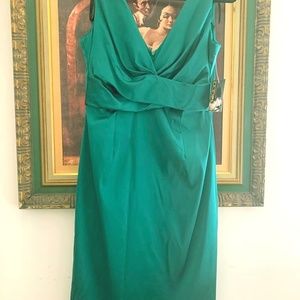 Satin Emerald Knee Length Dress by Donna Ricco